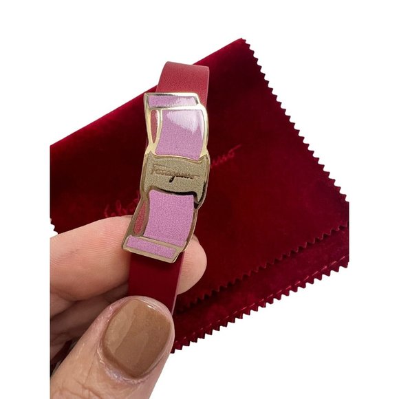 Ferragamo Red Leather  FERRAGAMO BRACELET WITH LOGO New In Box - Picture 9 of 12